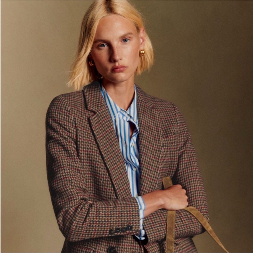 NWT SEZANE CHRISTIE HOUNDSTOOTH JACKET ❤️🤎 SIZE FR38/US6 - Picture 4 of 11